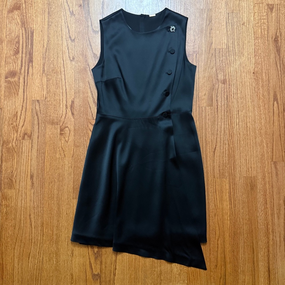Adam Lippes asymmetrical black sleeveless dress with buttons size 10